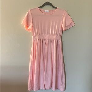 Charming Pink Ruffle Sleeve Dress for Kids